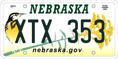 NE license plate XTX353