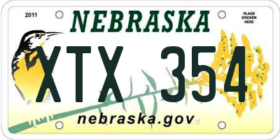 NE license plate XTX354