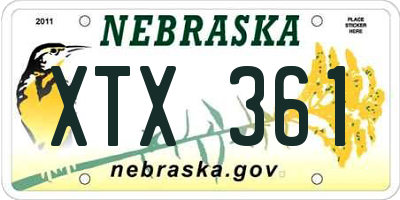 NE license plate XTX361