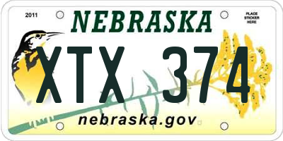 NE license plate XTX374