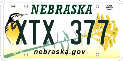 NE license plate XTX377