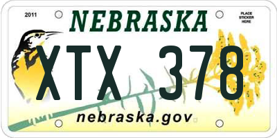 NE license plate XTX378