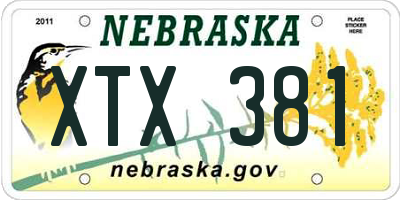 NE license plate XTX381