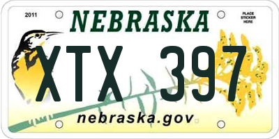 NE license plate XTX397