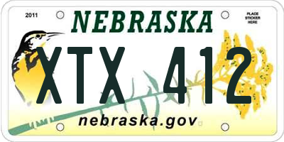 NE license plate XTX412
