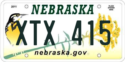 NE license plate XTX415