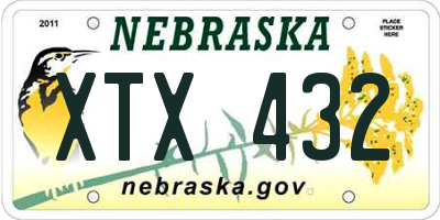 NE license plate XTX432
