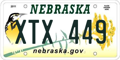 NE license plate XTX449