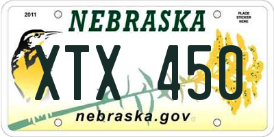 NE license plate XTX450