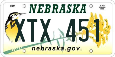 NE license plate XTX451