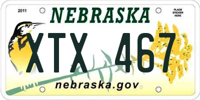NE license plate XTX467