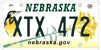 NE license plate XTX472
