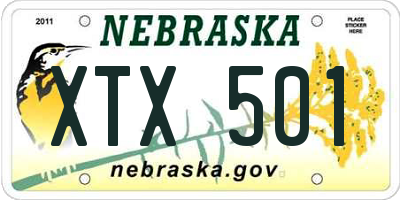NE license plate XTX501