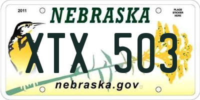 NE license plate XTX503