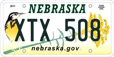 NE license plate XTX508