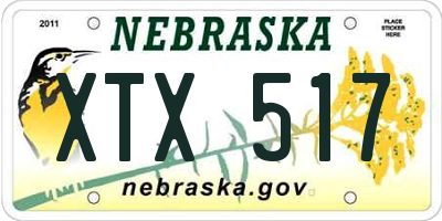 NE license plate XTX517