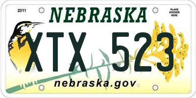 NE license plate XTX523