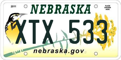 NE license plate XTX533