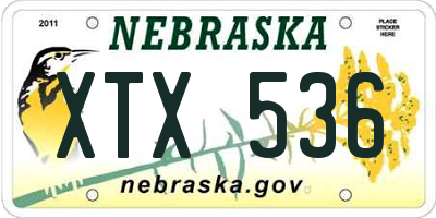 NE license plate XTX536