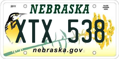 NE license plate XTX538