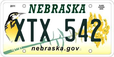 NE license plate XTX542