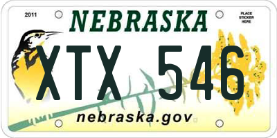 NE license plate XTX546