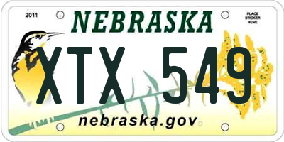 NE license plate XTX549