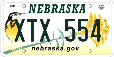 NE license plate XTX554