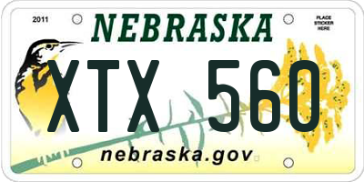 NE license plate XTX560