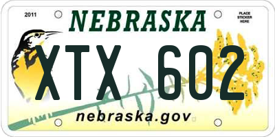 NE license plate XTX602