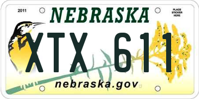 NE license plate XTX611
