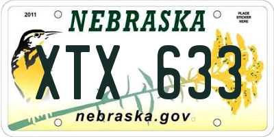 NE license plate XTX633