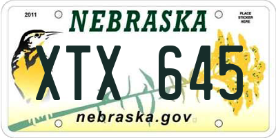 NE license plate XTX645