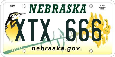 NE license plate XTX666