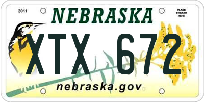 NE license plate XTX672