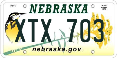 NE license plate XTX703
