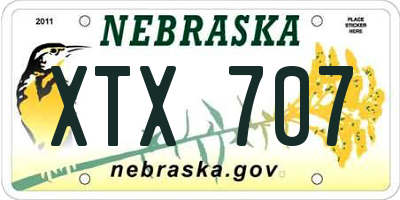 NE license plate XTX707