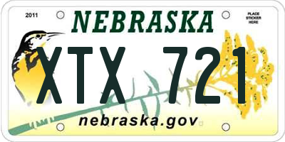 NE license plate XTX721