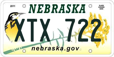 NE license plate XTX722