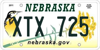 NE license plate XTX725