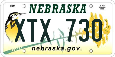 NE license plate XTX730