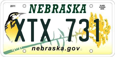 NE license plate XTX731