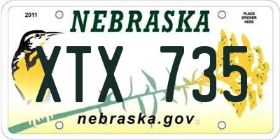 NE license plate XTX735