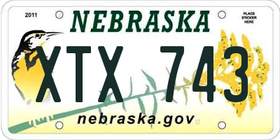 NE license plate XTX743