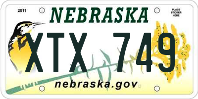 NE license plate XTX749