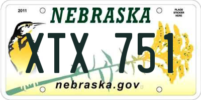 NE license plate XTX751