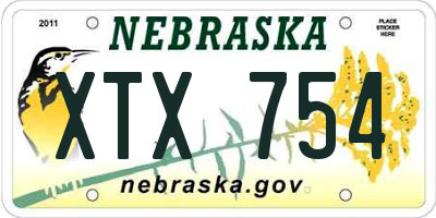 NE license plate XTX754