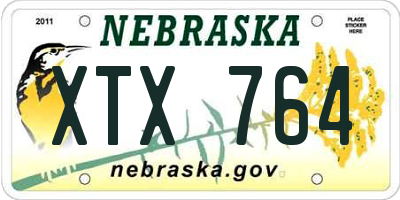 NE license plate XTX764