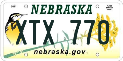 NE license plate XTX770