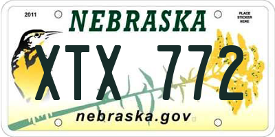 NE license plate XTX772